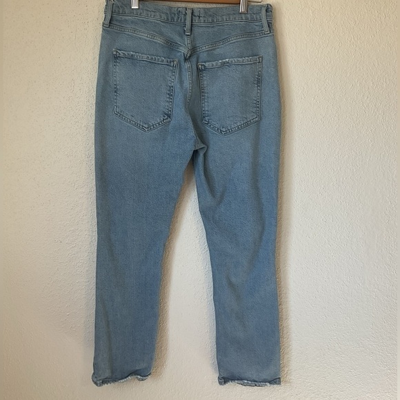 Agolde Riley Straight Leg Distressed Light Wash Jeans Size 30 - Picture 3 of 7